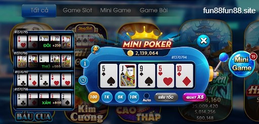 Game Mini Poker Fun88 có cách chơi đơn giản, hấp dẫn